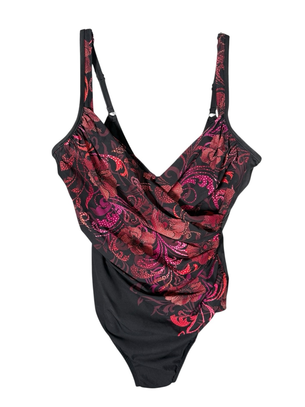 Miraclesuit  Seraphina Rouched Swimsuit One Piece Slimming Black Floral 12